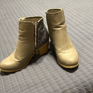 Stylish Gray and Glitter Ankle Boots